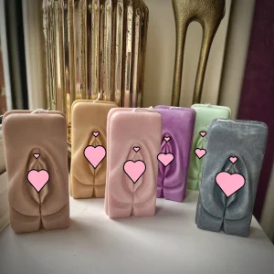 a 3D female genitalia soy wax candle